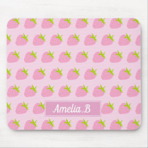 Süßes, Mädchenhaftes Rosa Erdbeer-Muster Personali Mousepad