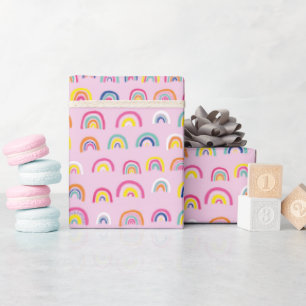 Süßes Mädchenhaftes Rosa Regenbogen-Muster Geschenkpapier