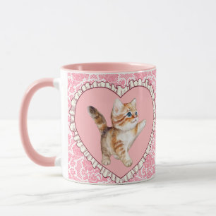 Süßes, Mädchenhaftes, Vintage-Rosa-Blumenmuster-Ta Tasse