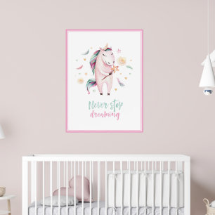 süßes magisches Einhorn Mädchen rosa Kinder Poster