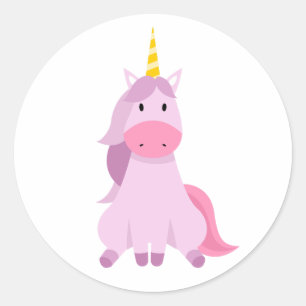 Süßes magisches Einhorn-Sticker für Kinder in Rosa Runder Aufkleber