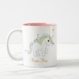 Süßes magisches Einhorn und Stern Zweifarbige Tasse