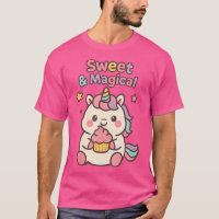 Süßes magisches Kawaii-Einhorn hält Cupcake für G
