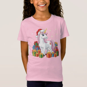 Süßes magisches Weihnachts-Einhorn mit Santa-Hut T-Shirt