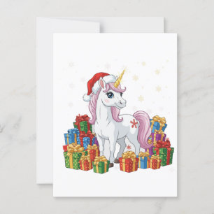 Süßes magisches Weihnachts-Einhorn mit Santa-Mütze Postkarte