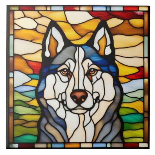 Süßes Malamute-Dekorationskeramikfliese Fliese (Vorderseite)