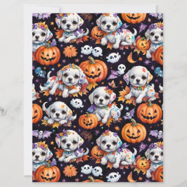 Süßes Malteser-Welpen-Halloween-Schrappbuch-Papier