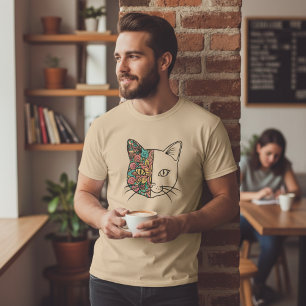 Süßes Mandala-künstlerisches florales Katzengesich T-Shirt