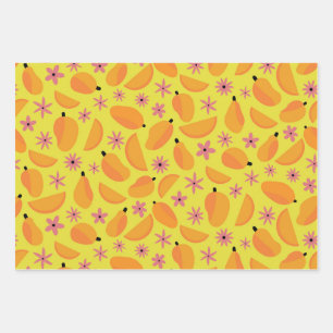 Süßes Mango-Frucht- und Blumenmuster  Geschenkpapier Set