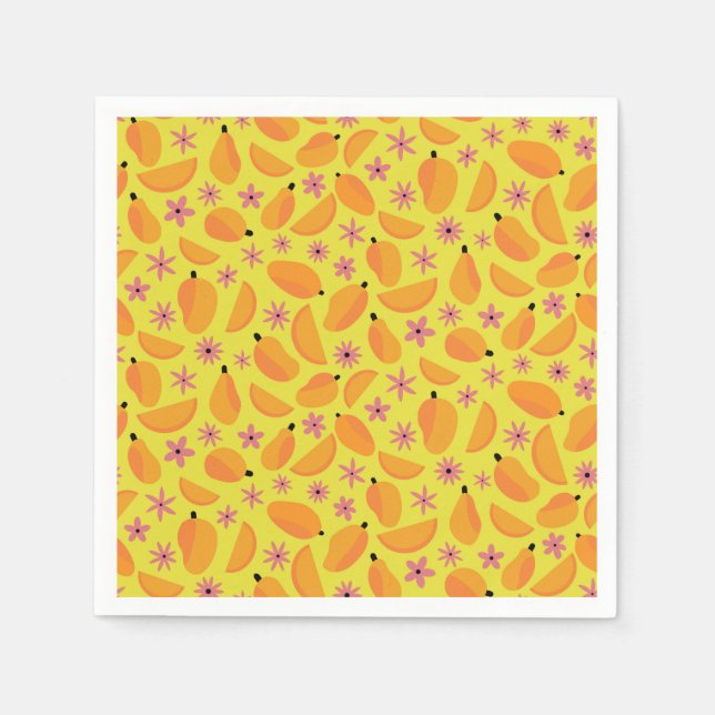 Süßes Mango-Frucht- und Blumenmuster  Serviette (Vorderseite)