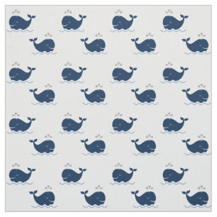 Süßes marineblau-weißes Wal-Muster Stoff