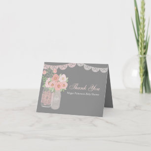 Süßes Mason-Glas Rosa Grau Baby Shower Danke