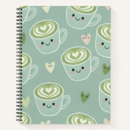 Süßes Matcha-Latte Pastellgrün Spiralnotizbuch Notizbuch