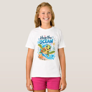 Süßes Meeresschildkröten-Umarmung-Ozean-T-Shirt T-Shirt