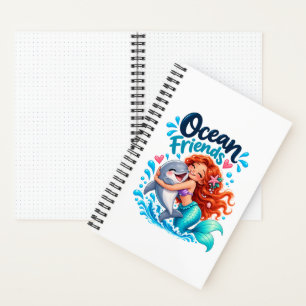 Süßes Meerjungfrau-Ozean-Freunde-Delfin-Design Notizbuch