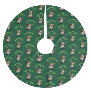 Süßes Meerschweinchen Frohe Weihnachten! Jongleur  Polyester Weihnachtsbaumdecke