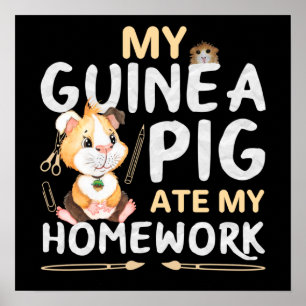 Süßes Meerschweinchen hat meine Hausaufgaben gefre Poster