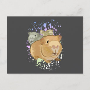 Süßes Meerschweinchen-Trio Dunkelgrau Minimalistis Postkarte