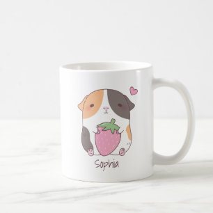 Süßes Meerschweinchen und Erdbeeren Doodle Name Kaffeetasse