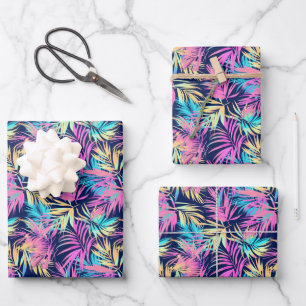 Süßes Miami-Fliesenblattmuster Geschenkpapier Set