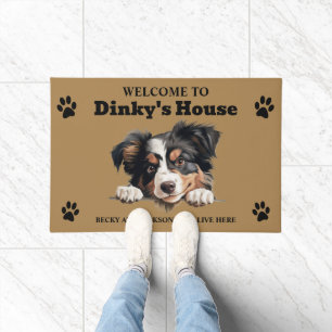 Süßes Miniature American Shepherd Hund Foto Fußmatte