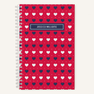 Süßes minimalistisches Herz-Muster personalisiert  Notizbuch