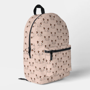Süßes minimalistisches Kawaii lächelndes Katzen-Ge Bedruckter Rucksack
