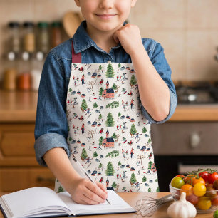 Süßes minimalistisches nordisches Weihnachtsdorf-M Schürze