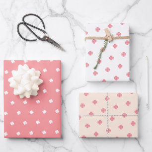 Süßes modernes festliches rosa Glücksklee-Muster  Geschenkpapier Set