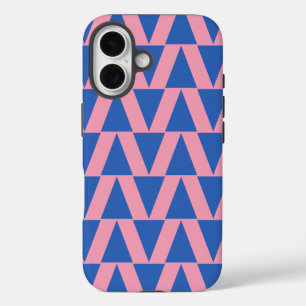 Süßes modernes geometrisches Muster Rosa Kobaltbla iPhone 16 Hülle