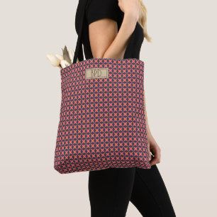 Süßes modernes Monogramm-Muster Trend Blau Koralle
