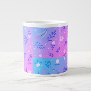 Süßes modernes Muster Natur floral blau vintage Gi Jumbo-Tasse
