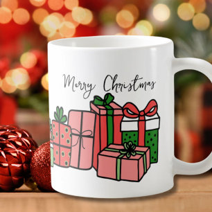 Süßes Modernes Rot Pink Weihnachten Kaffeetasse
