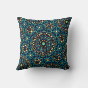 Süßes modernes stilvolles Teal- und Gold-Mandala-M Kissen