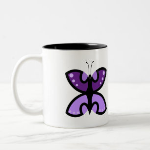 Süßes modernes violettes Schmetterlings-Grafikakze Zweifarbige Tasse