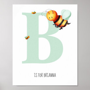 Süßes Monogramm Buchstabe B Biene Kinderzimmer Poster