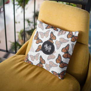 Süßes Monogramm Natur Schmetterlinge Kissen
