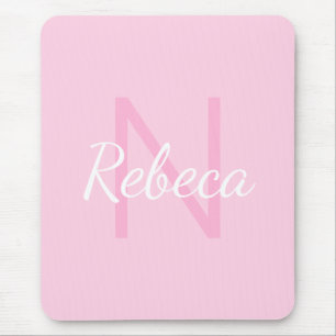 Süßes monogrammierter Mädchenname Rosa & Weiß Mousepad
