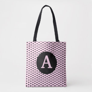 Süßes monogrammiertes Rosa mit schwarzen Punkten
