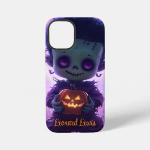 Süßes Monster hält Jack O Lantern Halloween iPhone 12 Mini Hülle