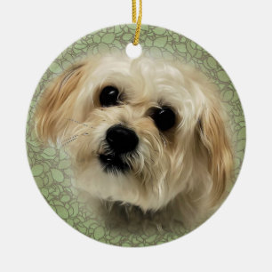 Süßes Morkie Hündchen-runde Weihnachtsverzierun Keramik Ornament
