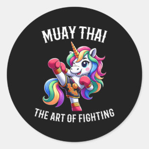 Süßes Muay Thai Einhorn - Kickboxen und Einhorn Th Runder Aufkleber