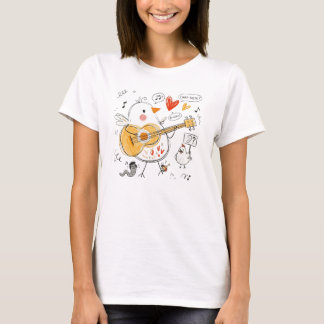 Süßes musikalisches Küken spielt akustische Gitarr T-Shirt