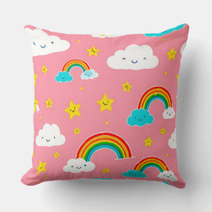 Süßes Muster aus Wolken mit Regenbögen Kissen