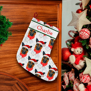 Süßes Muster des Deutschen Schäferhundes Name des Großer Weihnachtsstrumpf