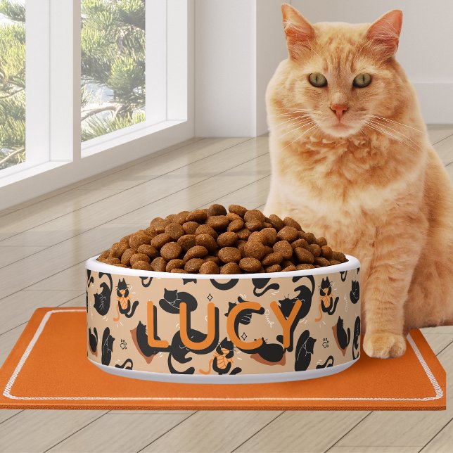 Süßes Muster Orange Schwarze Katze Napf (Cute Pattern Orange Black Cat Bowl)