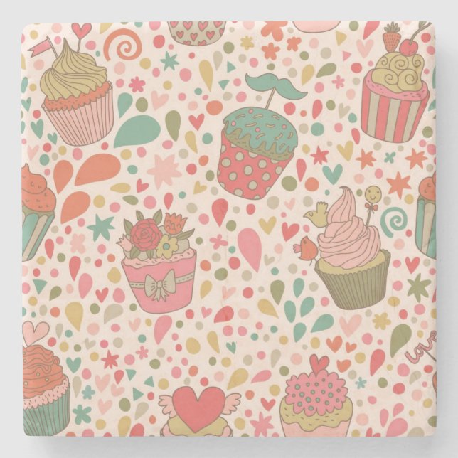 Süßes Muster Steinuntersetzer (Vorderseite)
