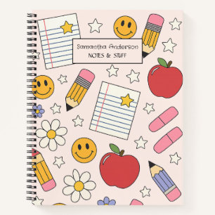 Süßes Muster zum Zurück zur Schule Schulmaterial Notizbuch