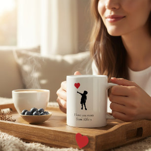 Süßes Mutter-Herz-Ballon-Kind-Silhouette Kaffeetasse