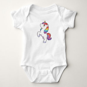 Süßes, nach oben schauendes Regenbogen-Einhorn Kaw Baby Strampler